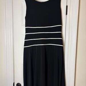 Connected Apparel Black Dress with White Stripes